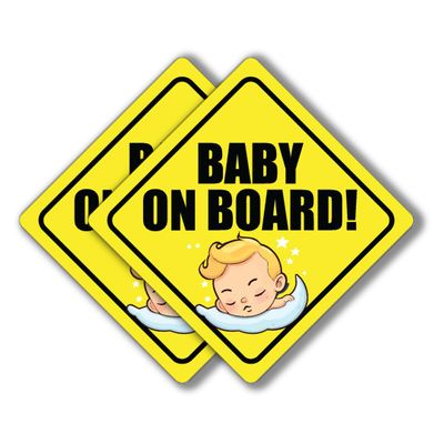 Baby on Board - Princess Sticker for Cars - Adorable Removable, No Magnets, Suction Cups, or Paint Damage (2-Pack) (Sleeping Baby)