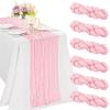 6 Pieces Pink Valentine's Day 10FT Cheesecloth Table Runner Boho Gauze Fabric Table Runner Rustic Sheer Runner for Wedding Birthday Baby Shower Party Boho Table DecorationPink view 1