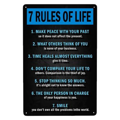 7 Rules Of Life Metal Tin Sign Vintage Signs Retro Poster For Home Wall Bar Cafe Gym Man Cave Bedroom Living Room Bathroom Kitchen Art Wall Decoration Plaque Gift 8x12 Inch