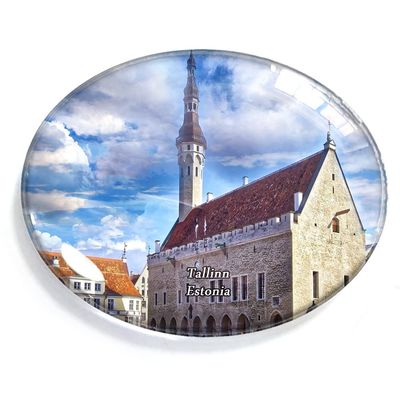 Tallinn Estonia Magnet Fridge Refrigerator Freezer Magnet Sticker Souvenir Decorations Oval Crystal Magnet Kitchen Whiteboard
