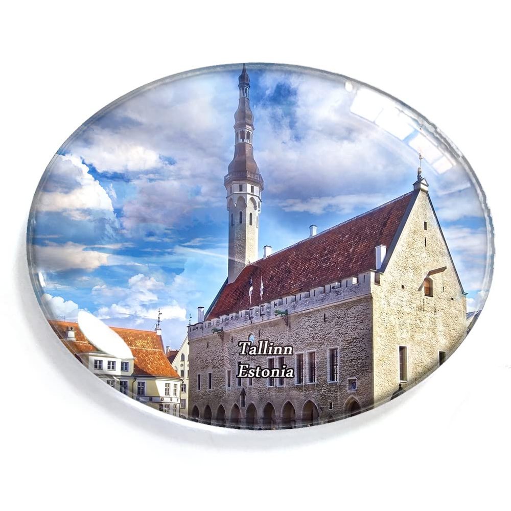 Tallinn Estonia Magnet Fridge Refrigerator Freezer Magnet Sticker Souvenir Decorations Oval Crystal Magnet Kitchen Whiteboard