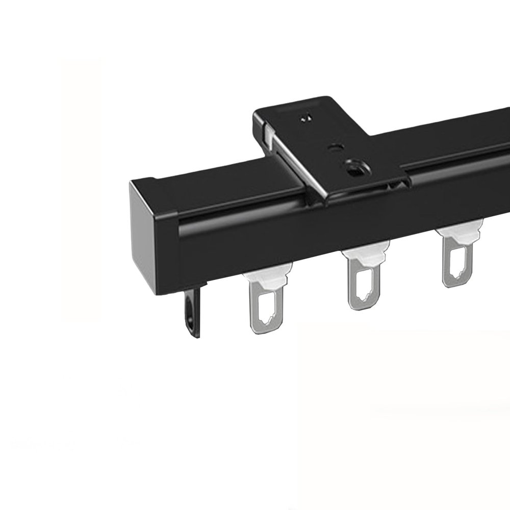 Ceiling Curtain Track, Straight Slides Metal Curtain Track Flexible Sliding Ceiling Curtain Track Room Divider Aluminium Curtain Rail Ceiling Track Hospital Curtain Track System ( Color : Black (Top M