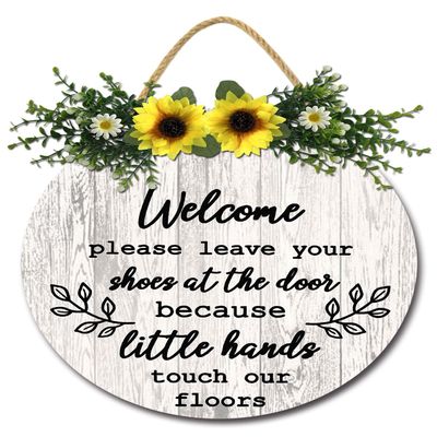 Isaric Please Remove Your Shoes Off Front Door Sign 12x12 Inch Please Take Off Shoes Farmhouse Home Decor Welcome Wreaths Door Decor for All Seasons Farmhouse Home Front Porch Door Decoration