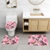Pretty Pink Roses Floor Mat Set of Three 24x16in, Absorbent and Non-Slip, Bathroom Vanity Rug Set view 3