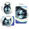Wolf Under Moon Floor Mat Set of Three 24x16in, Absorbent and Non-Slip, Bathroom Vanity Rug Set view 2