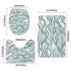 Green Wavy Stripe Floor Mat Set of Three 24x16in, Absorbent and Non-Slip, Bathroom Vanity Rug Set view 2