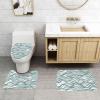 Green Wavy Stripe Floor Mat Set of Three 24x16in, Absorbent and Non-Slip, Bathroom Vanity Rug Set view 3