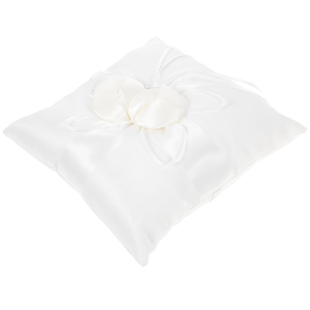 COHEALI Bud Pillow with Faux and Satin Ribbons for Wedding Ceremony Elegant Bearer Cushion for Bridal Events