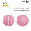 6PCS Christmas Ball Ornaments Sequin Shatterproof Christmas Tree Ornaments DecorativeHanging Pearl Balls for Xmas Trees,Holiday Party(10cm/3.94") view 2