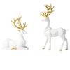AAHIFIT 2Pcs Elk Deer Statue Reindeer Figurines Resin Sculpture Living Room Home Decoration Nordic Tabletop Ornaments (White) view 1