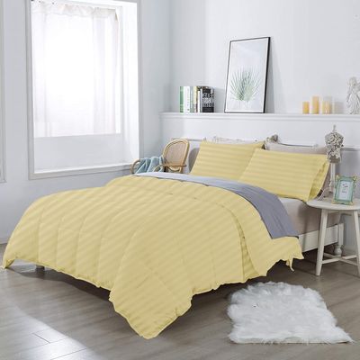 1 Piece 100% Egyptian Cotton 800 Thread Count Comforter Super King Plus Size (120" x 120") Inch 400 GSM Luxurious Hotel Collection Ultra-Soft Comforter - Ivory Stripe