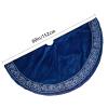 Christmas Tree Skirt 60 inch, Blue Velvet with Embroidered Vintage Pattern view 2