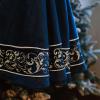 Christmas Tree Skirt 60 inch, Blue Velvet with Embroidered Vintage Pattern view 3