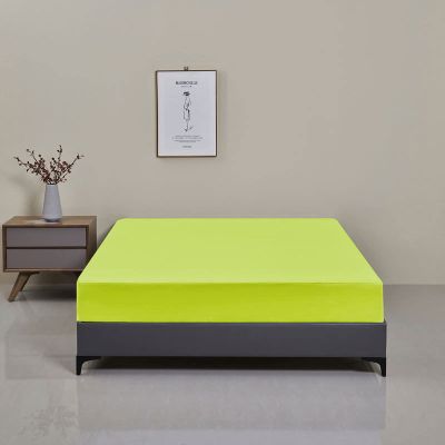FCLDESHOP Elastic Fitted Mattress Protector,Solid Color Brushed Polyester Waterproof Bed Sheet, Bedroom Hotel Extra Deep Pocket Mattress Protector,Green,200x220x30cm