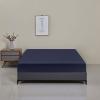 FCLDESHOP Easy Care Fitted Sheets,Solid Color Brushed Polyester Waterproof Bed Sheet, Bedroom Hotel Extra Deep Pocket Mattress Protector,Navy Blue,135x190x30cm view 1