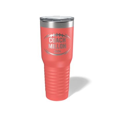 Alterd Industries Personalized Football Coach Gift - Coach Tumbler, End of Season Gift, Travel Mug, Coach Appreciation (30oz Tumbler, Coral)