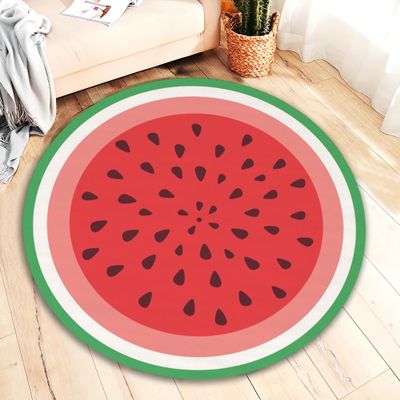 Rugendary Cute Watermelon Fruit Rug Cool and Fresh Home Decor for Kitchen Kids Room Bathroom Bedroom Machine Washable Round Area Rug Summer Home Decoration Carpet (Economic Quality, 2.6x2.6 ft.)