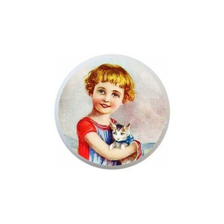 Farm Fresh Knobs Design Ceramic Cabinet Kitchen Bathroom Furniture Handles or Pulls w/Glossy Finish - Victorian Cats Retro Kittens Feline - 1.5 x 1.5 Inches (42)
