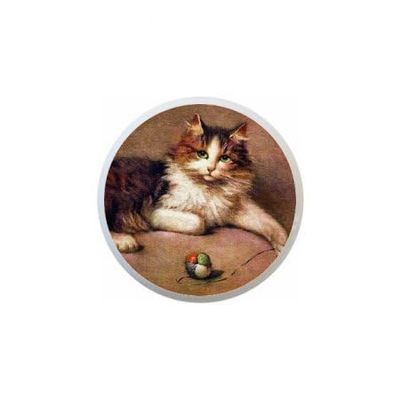 Farm Fresh Knobs Design Ceramic Cabinet Kitchen Bathroom Furniture Handles or Pulls w/Glossy Finish - Victorian Cats Retro Kittens Feline - 1.5 x 1.5 Inches (26)