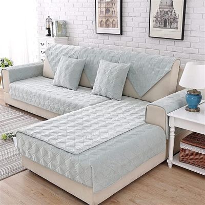 MeRcri Couch Sofa Covers Sectional L Shape Sofa Cover 3 2 4 1 Seater Non-Slip Velvet Quilted Soft Sofa Slipcover Washable Furniture Protector for Dogs, Children (Color : Bb, Size : 90x210cm)