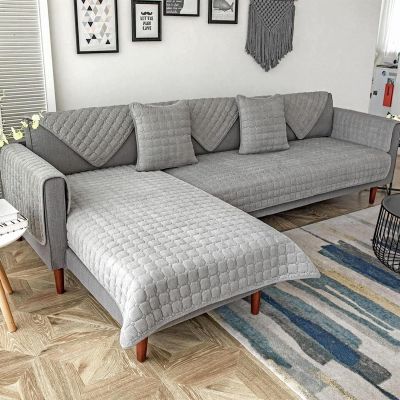 MeRcri Couch Sofa Covers Sectional L Shape Sofa Cover 3 2 4 1 Seater Non-Slip Velvet Quilted Soft Sofa Slipcover Washable Furniture Protector for Dogs, Children (Color : #11, Size : 90x210cm)