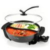 Food Party Electric Hot Pot with Divider Hotpot Pot Electric Hopot Cooker Shabu Shabu Pot 110V 1200W Non-Stick 6-Quart BPA FREE Fondue Chinese Hot Pot view 1