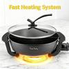 Food Party Electric Hot Pot with Divider Hotpot Pot Electric Hopot Cooker Shabu Shabu Pot 110V 1200W Non-Stick 6-Quart BPA FREE Fondue Chinese Hot Pot view 4