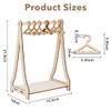 SUPERFINDINGS 32 Holes Wood Miniature Hangers and Clothes Rack Earring Hanger Rack with 8 Mini Hangers Tabletop Jewelry Display Stand for Jewelry Display Supplies, 15.5x10x21.6cm view 2