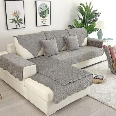 MeRcri Couch Sofa Covers Sectional L Shape Sofa Cover 3 2 4 1 Seater Non-Slip Velvet Quilted Soft Sofa Slipcover Washable Furniture Protector for Dogs, Children (Color : W, Size : 110x240cm)