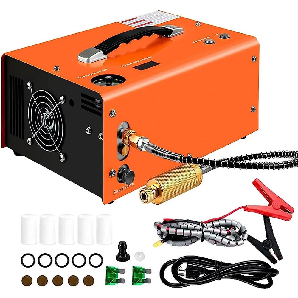 JOSBY Update Compact 4500Psi PCP Air Compressor, Oil/Water-Free, with Water/Oil Separator, Built-in Power Adapter, Auto-shutoff Set-Pressure Air Gun for Paintball,Scuba Diving