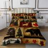 Erosebridal Rustic Farmhouse Quilt Set King Size, Retro Cabin Lodge Coverlet Set, Hunting Bear Deer Bedspread Set, Country Maple Leaves Bedding Set, Rustic Woodland Pine Tree Bed Set, Red Brown, 3Pcs view 1