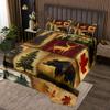 Erosebridal Rustic Farmhouse Quilt Set King Size, Retro Cabin Lodge Coverlet Set, Hunting Bear Deer Bedspread Set, Country Maple Leaves Bedding Set, Rustic Woodland Pine Tree Bed Set, Red Brown, 3Pcs view 2