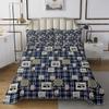 Buffalo Plaid Quilt Set, Happy Camping Bedspread Set, Bohemian Mandala Floral Coverlet Set, Camper Car Adventure Bedding Set for Travel Trailers, Cartoon Camper Bed Set, Blue White, Queen 3Pcs view 1