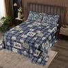Buffalo Plaid Quilt Set, Happy Camping Bedspread Set, Bohemian Mandala Floral Coverlet Set, Camper Car Adventure Bedding Set for Travel Trailers, Cartoon Camper Bed Set, Blue White, Queen 3Pcs view 2