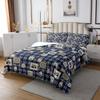 Buffalo Plaid Quilt Set, Happy Camping Bedspread Set, Bohemian Mandala Floral Coverlet Set, Camper Car Adventure Bedding Set for Travel Trailers, Cartoon Camper Bed Set, Blue White, Queen 3Pcs view 3