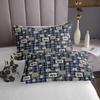 Buffalo Plaid Quilt Set, Happy Camping Bedspread Set, Bohemian Mandala Floral Coverlet Set, Camper Car Adventure Bedding Set for Travel Trailers, Cartoon Camper Bed Set, Blue White, Queen 3Pcs view 4