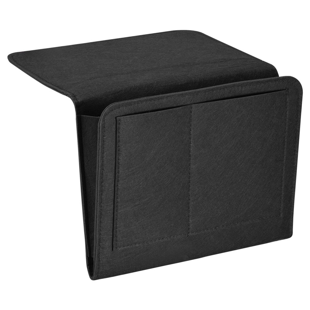 PATIKIL 11in Bedside Caddy, Bed Caddy Bedside Organizer Hanging 5 Pocket Soft Felt Bed Pockets Bedside Storage Organizer Remote Control Holder for Bedroom Phones Glasses, Black