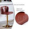 BAXMUY Leather Swivel Bar Stool Adjustable Counter Height Barstools Set of 2, Modern Upholstered Pu Bar Chair with Back Tufted & Nailhead Gold Chrome Base, for Home Pub and Kitchen Island, Wine Red view 4