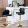 BAXMUY Leather Swivel Bar Stool Adjustable Counter Height Barstools Set of 2, Modern Upholstered Pu Bar Chair with Back Tufted & Nailhead Gold Chrome Base, for Home Pub and Kitchen Island, Black view 1