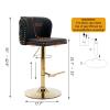 BAXMUY Leather Swivel Bar Stool Adjustable Counter Height Barstools Set of 2, Modern Upholstered Pu Bar Chair with Back Tufted & Nailhead Gold Chrome Base, for Home Pub and Kitchen Island, Black view 2