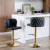 BAXMUY Leather Swivel Bar Stool Adjustable Counter Height Barstools Set of 2, Modern Upholstered Pu Bar Chair with Back Tufted & Nailhead Gold Chrome Base, for Home Pub and Kitchen Island, Black view 3