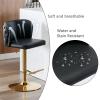BAXMUY Leather Swivel Bar Stool Adjustable Counter Height Barstools Set of 2, Modern Upholstered Pu Bar Chair with Back Tufted & Nailhead Gold Chrome Base, for Home Pub and Kitchen Island, Black view 4