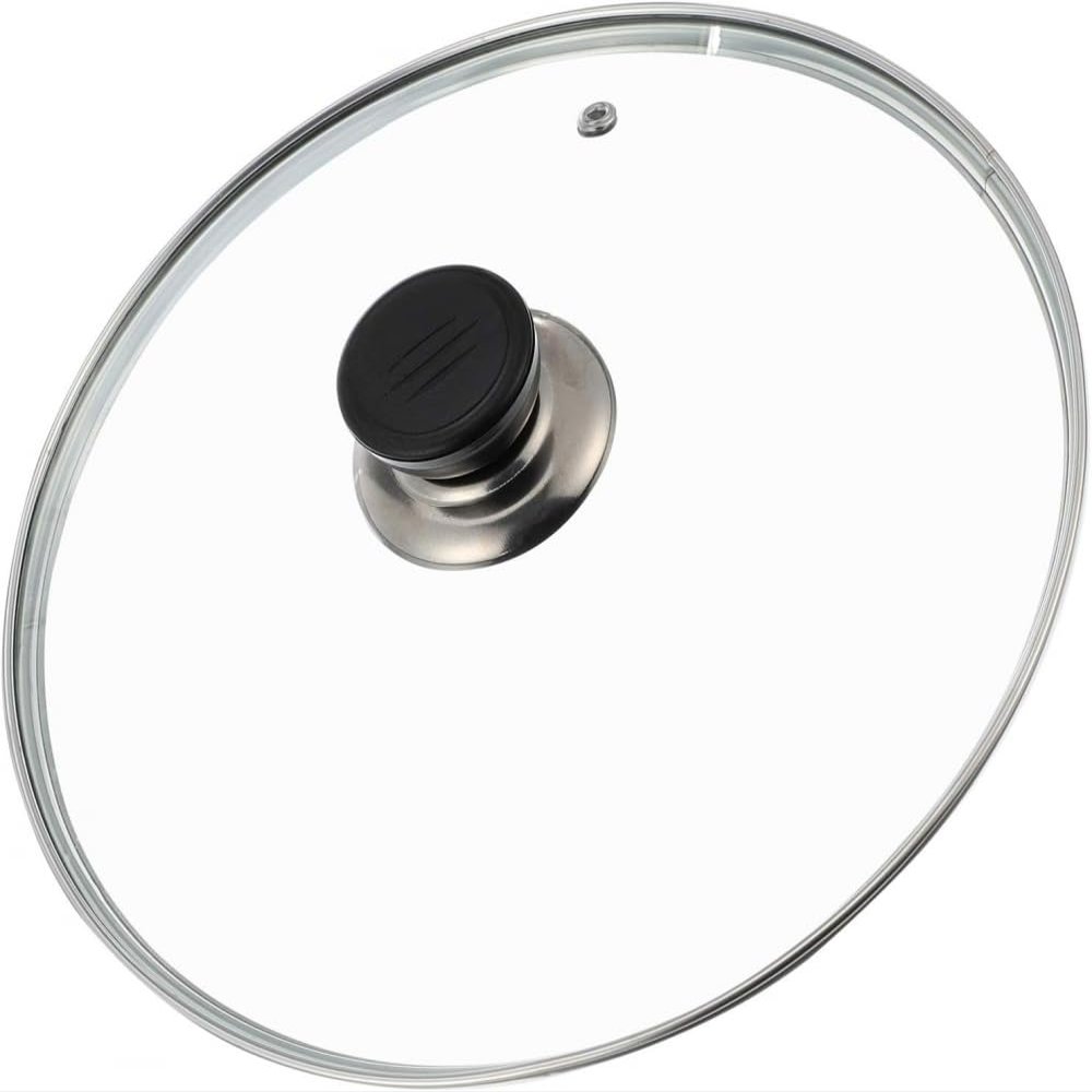 BAZAC Stainless Steel Saucepan Glass Pot Lid Cover Replacement Pot Lid Clear Tempered Glass Pot Pan Circular Cover Frying Pans Skillets Cookware Lids Universal Pot Lid-24CM