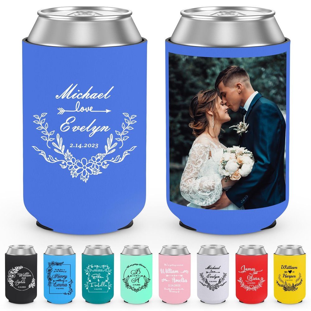 30Pcs Wedding Decorations, Custom Can Cooler Sleeves for Wedding Party Favors Collapsible Insulated Neoprene Cover for Cans, Bottles, Beer, Water and Soda
