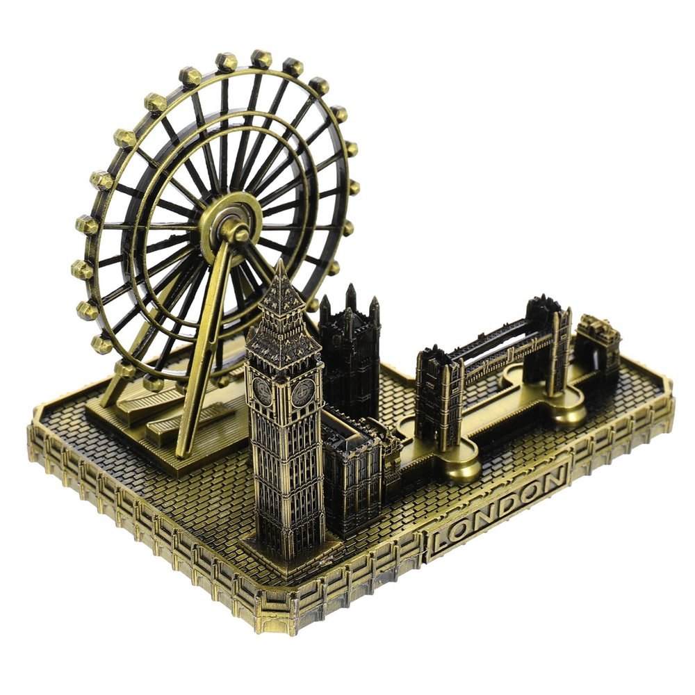 Homoyoyo Metal London Ornaments Big Clock Figurine British Souvenir British Souvenirs UK Landmarks Decor Famous Retro Tower Bridge Figurines Desktop Collection Alloy Travel