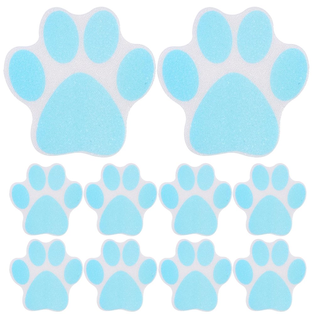 Alipis Blue Paw Print Non Slip Bathtub Stickers 10 Pieces Self-Adhesive Floor and Wall Decals for Bathroom Kitchen Stairs Safety and Decorative Use