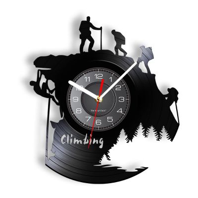 OTKU 12 Inch-Wall Clock Extreme Adventure Rocking Climbing Wall Clock Climb That Mountain Vinyl Record Wall Clock Climbers Gift Inspirational Wall Watch for Room Decoration
