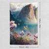 Gokays Room Decor Tapestry Wall Hanging, Mountain, Flower & Butterfly Art Oil Painting Tapestry, Aesthetic Wall Tapestries for Bedroom Dorm Living Room, 40"x60" view 2