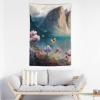 Gokays Room Decor Tapestry Wall Hanging, Mountain, Flower & Butterfly Art Oil Painting Tapestry, Aesthetic Wall Tapestries for Bedroom Dorm Living Room, 40"x60" view 3