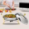 2.5QT Stainless Steel Round Chafing Dishes for Buffet, Electric Chafing Dish Buffet Set, Food Warmer Buffet, Warming Trays for Buffets with Glass Lid & Lid Holder, for Wedding Party Banquet Event view 2